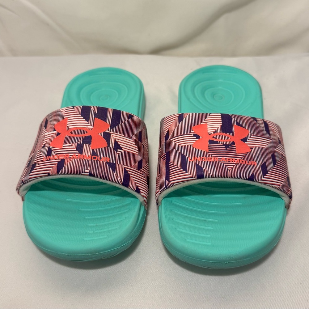 Under Armour Girls Ansa Graphic Slides 13k Aqua/Purple/Pink